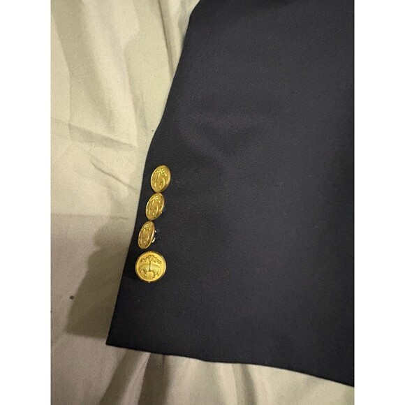 Brooks Brothers 346 Blazer Mens 42R Navy 3 Button Gold Crest Sport Coat Classic - Picture 3 of 12